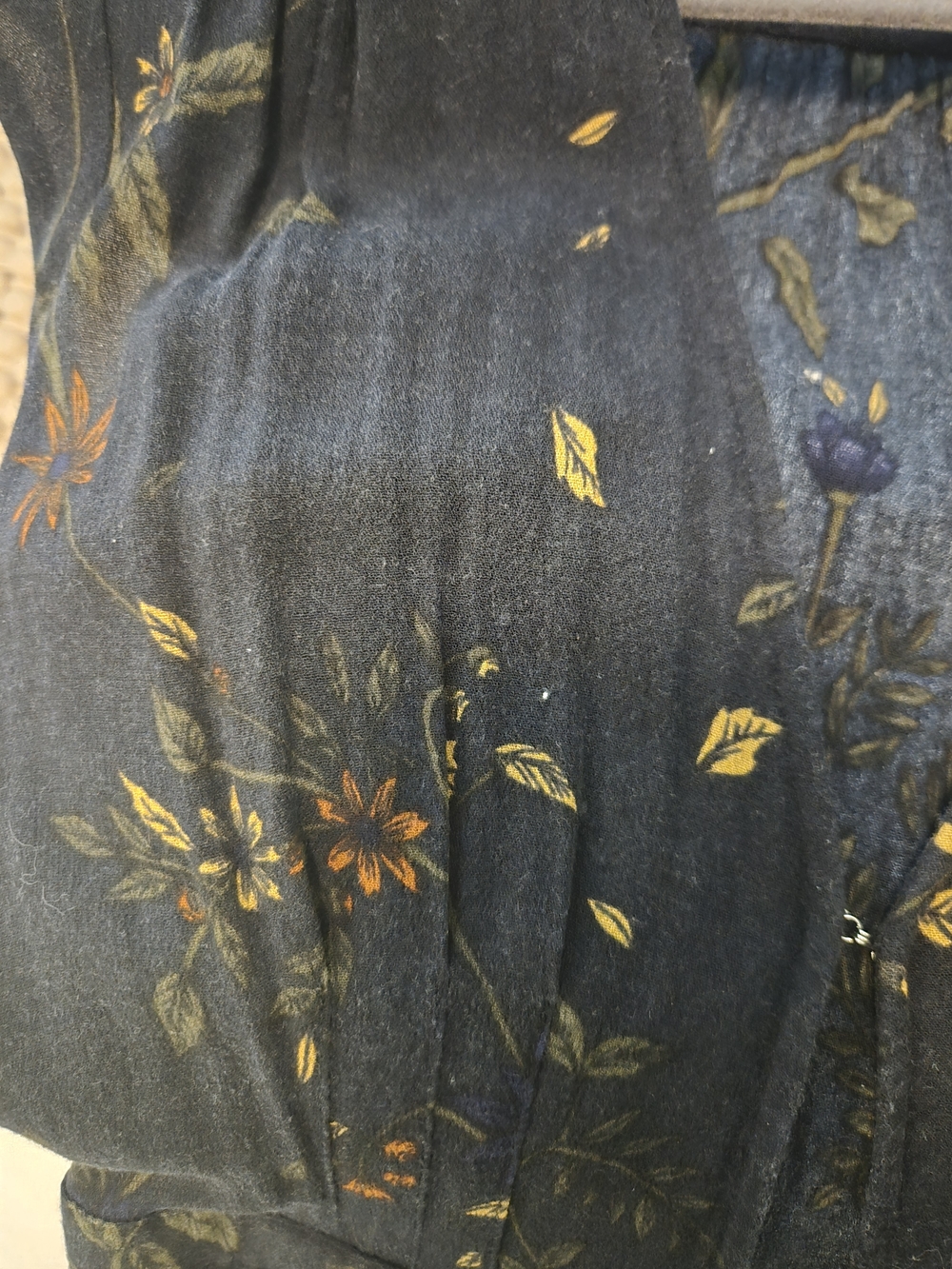 Ag Adriano Goldschmied Navy Floral Asymmetrical Dress with Yellow Accents